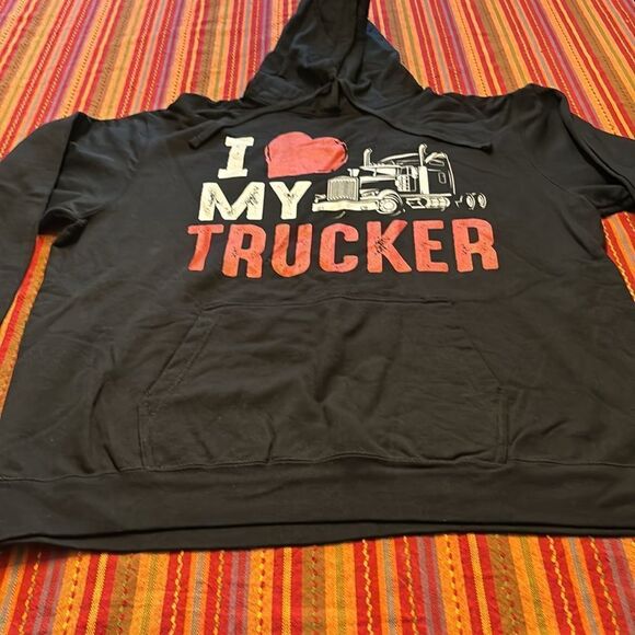 Truck Driver I Love My Trucker Wife Girlfriend Hoodie size XL - Picture 2 of 4